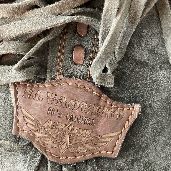 El Vaquero suede Cowboy Cowgirl western fringe leather ankle boots Italy 7.5 - Picture 11 of 15